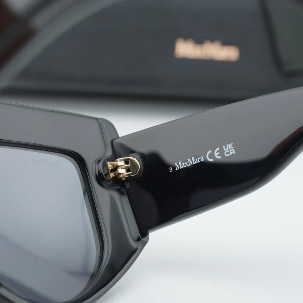 Exclusive Sale! Max Mara ORSOLA MM0083 01A Shield Sunglasses - Black / Smoke